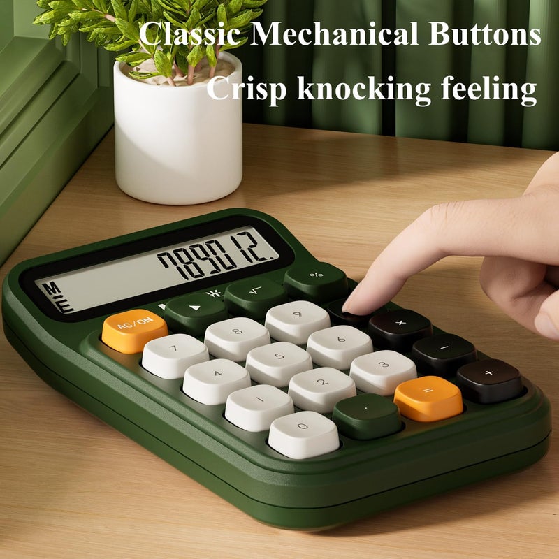 MG Mechanical Switch Calculator, 12 Digits, Large LCD Display and Big Buttons, Cute Green Desktop Calculator for Office, Home, School (Battery Included) - Image 4